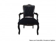 Poltrona Cadeira com Braço Luis XV com Encosto em Tela ou Capitone
